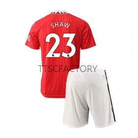 Koszulka Manchester United Luke Shaw 23 Dziecięcy Domowe Stroje Piłkarskie 2022/23 Krótki Rękaw